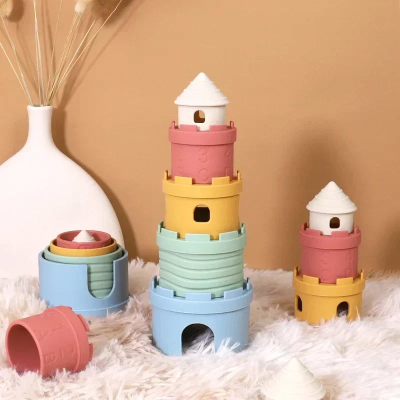 Silicone Stacking Castle and Nesting Teether Cups for Toddlers and Babies Baby &amp; Kids &gt; Toys Baby Stork 