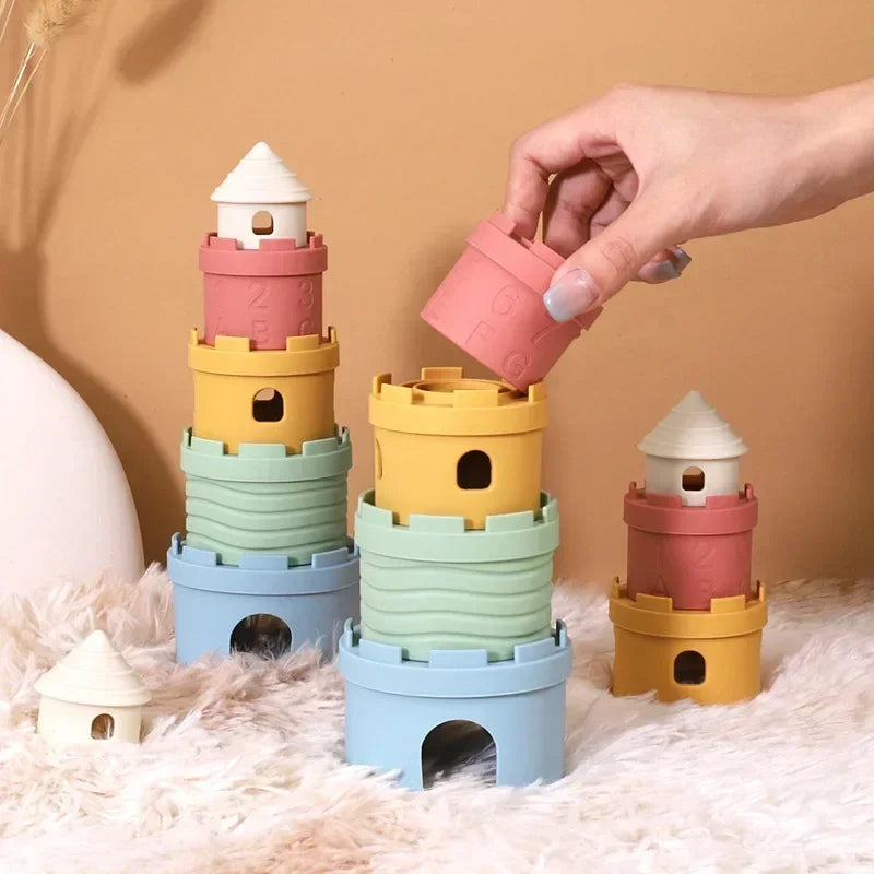 Silicone Stacking Castle and Nesting Teether Cups for Toddlers and Babies Baby & Kids > Toys Baby Stork 