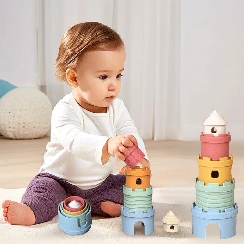 Silicone Stacking Castle and Nesting Teether Cups for Toddlers and Babies Baby &amp; Kids &gt; Toys Baby Stork 