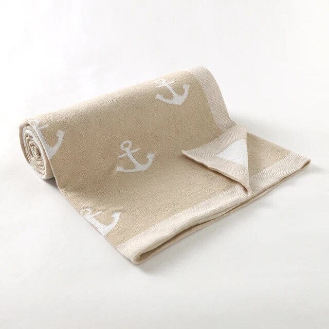 Soft Knit Anchor Blanket Swaddling &amp; Receiving Blankets Storkke Caeamel 