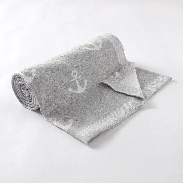 Soft Knit Anchor Blanket Swaddling &amp; Receiving Blankets Storkke Grey 