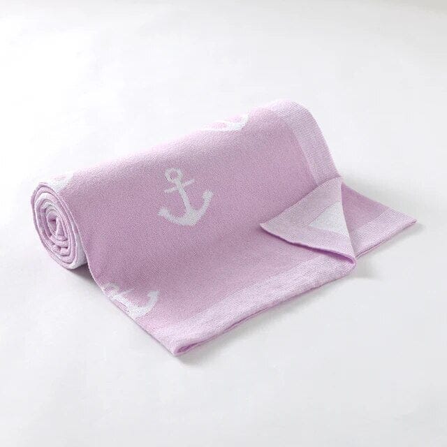 Soft Knit Anchor Blanket Swaddling & Receiving Blankets Storkke Lilac 