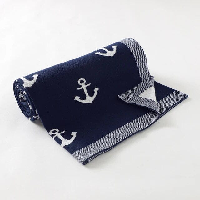 Soft Knit Anchor Blanket Swaddling &amp; Receiving Blankets Storkke Navy 