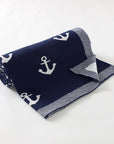 Soft Knit Anchor Blanket Swaddling & Receiving Blankets Storkke Navy 