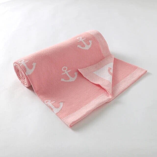 Soft Knit Anchor Blanket Swaddling & Receiving Blankets Storkke Pink 