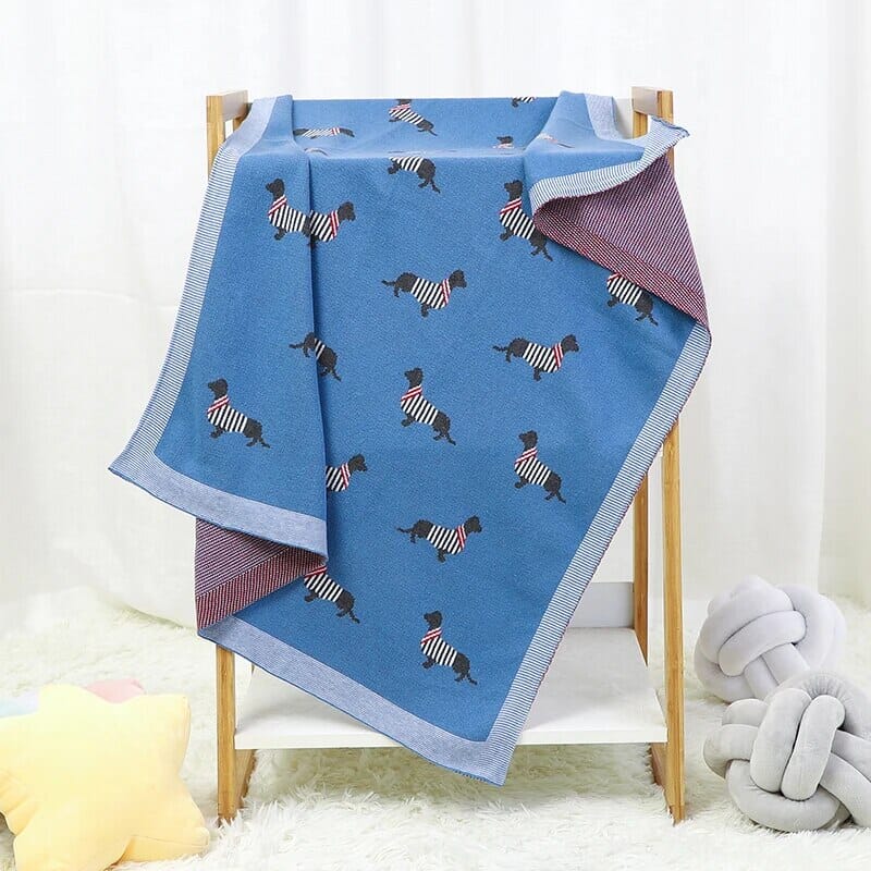 Soft Knit Dachshund Baby Blanket - Available in 6 Colours Swaddling & Receiving Blankets Storkke 