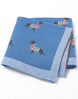 Soft Knit Dachshund Baby Blanket - Available in 6 Colours Swaddling & Receiving Blankets Storkke Blue 