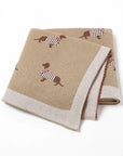 Soft Knit Dachshund Baby Blanket - Available in 6 Colours Swaddling & Receiving Blankets Storkke Caramel 