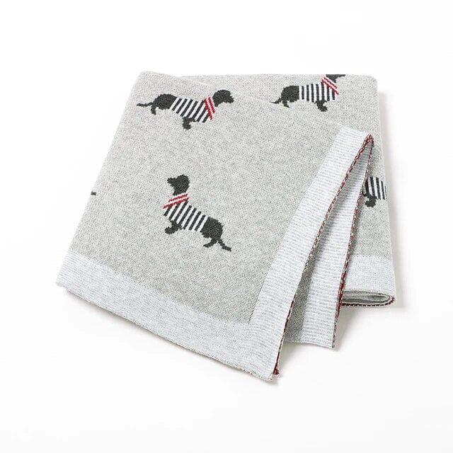 Soft Knit Dachshund Baby Blanket - Available in 6 Colours Swaddling & Receiving Blankets Storkke Grey 