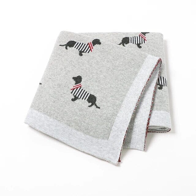 Soft Knit Dachshund Baby Blanket - Available in 6 Colours Swaddling &amp; Receiving Blankets Storkke Grey 