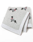 Soft Knit Dachshund Baby Blanket - Available in 6 Colours Swaddling & Receiving Blankets Storkke Grey 