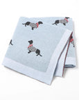 Soft Knit Dachshund Baby Blanket - Available in 6 Colours Swaddling & Receiving Blankets Storkke Light blue 