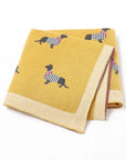 Soft Knit Dachshund Baby Blanket - Available in 6 Colours Swaddling & Receiving Blankets Storkke Mustard 