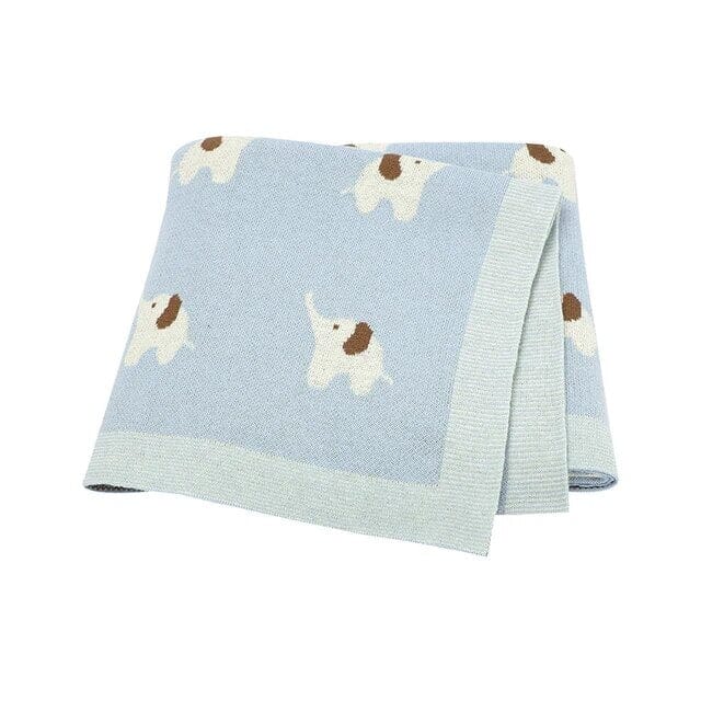 Soft Knit Elephant Blanket Swaddling & Receiving Blankets Storkke Light Blue 