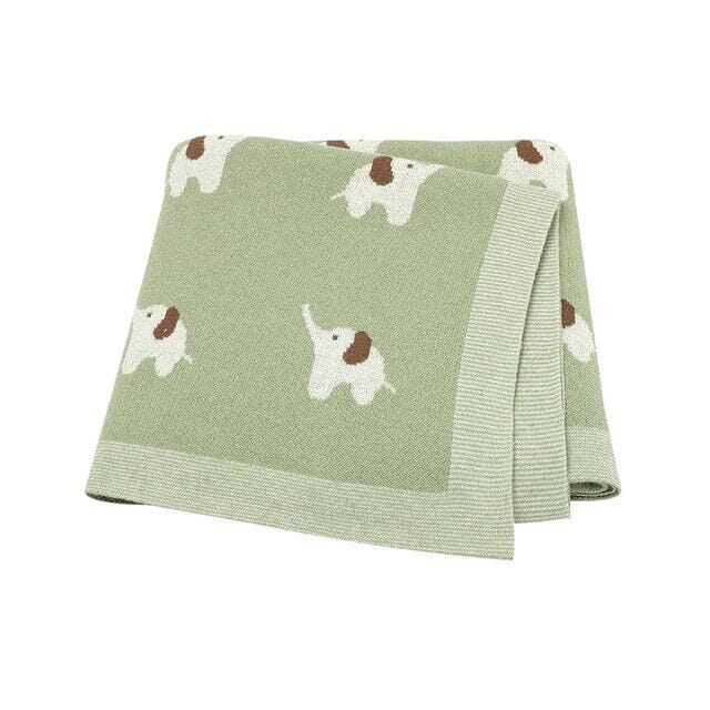 Soft Knit Elephant Blanket Swaddling &amp; Receiving Blankets Storkke Light Green 