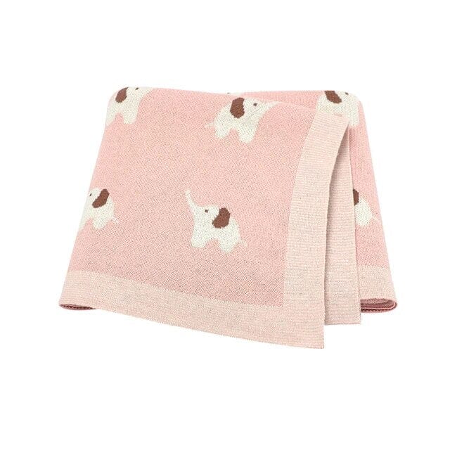 Soft Knit Elephant Blanket Swaddling & Receiving Blankets Storkke Light Pink 
