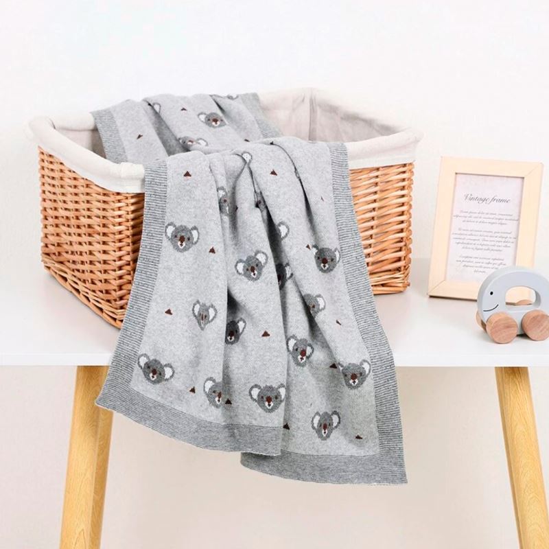 Soft Knit Koala Blanket Swaddling &amp; Receiving Blankets Storkke 
