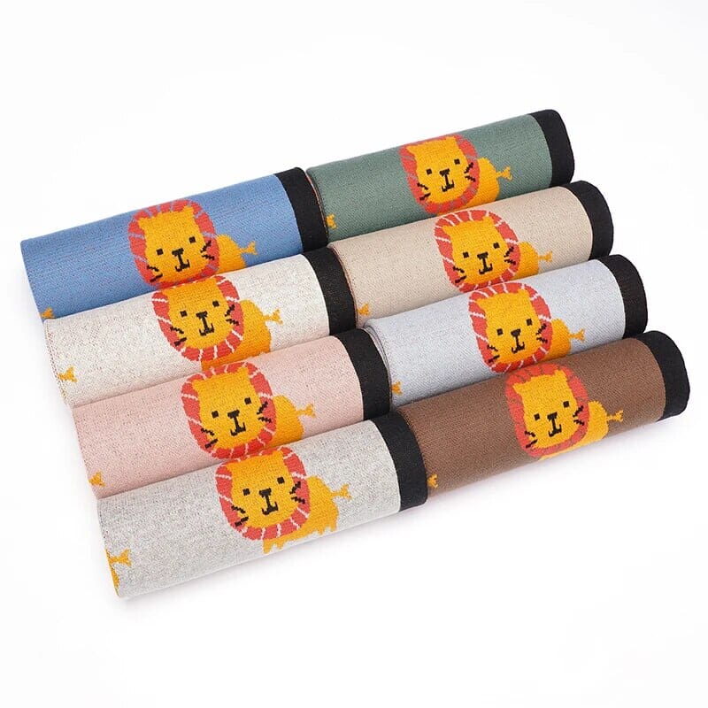 Soft Knit Lion Blanket Swaddling & Receiving Blankets Storkke 