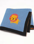 Soft Knit Lion Blanket Swaddling & Receiving Blankets Storkke Blue 