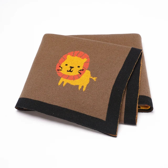 Soft Knit Lion Blanket Swaddling & Receiving Blankets Storkke Brown 