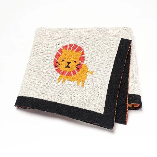 Soft Knit Lion Blanket Swaddling & Receiving Blankets Storkke Cream 