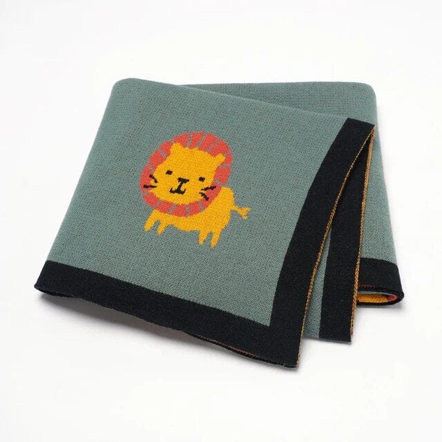 Soft Knit Lion Blanket Swaddling & Receiving Blankets Storkke Dark Green 
