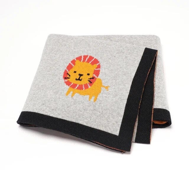 Soft Knit Lion Blanket Swaddling & Receiving Blankets Storkke Grey 