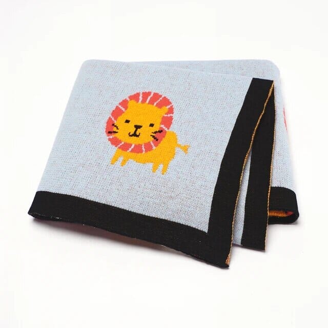 Soft Knit Lion Blanket Swaddling & Receiving Blankets Storkke Light Blue 