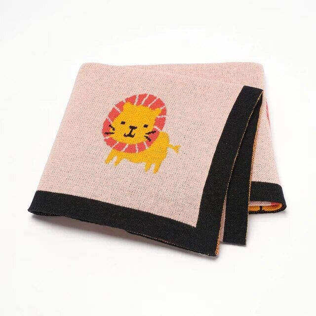 Soft Knit Lion Blanket Swaddling & Receiving Blankets Storkke Light Pink 