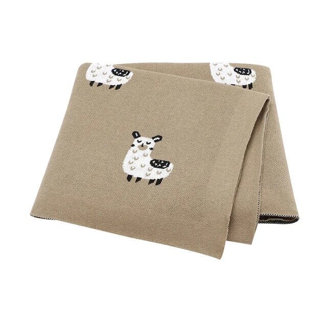 Soft Knit Llama Blanket Swaddling & Receiving Blankets Storkke Brown 