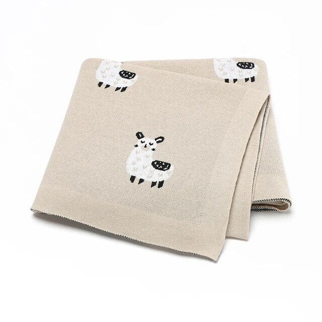 Soft Knit Llama Blanket Swaddling &amp; Receiving Blankets Storkke Caramel 