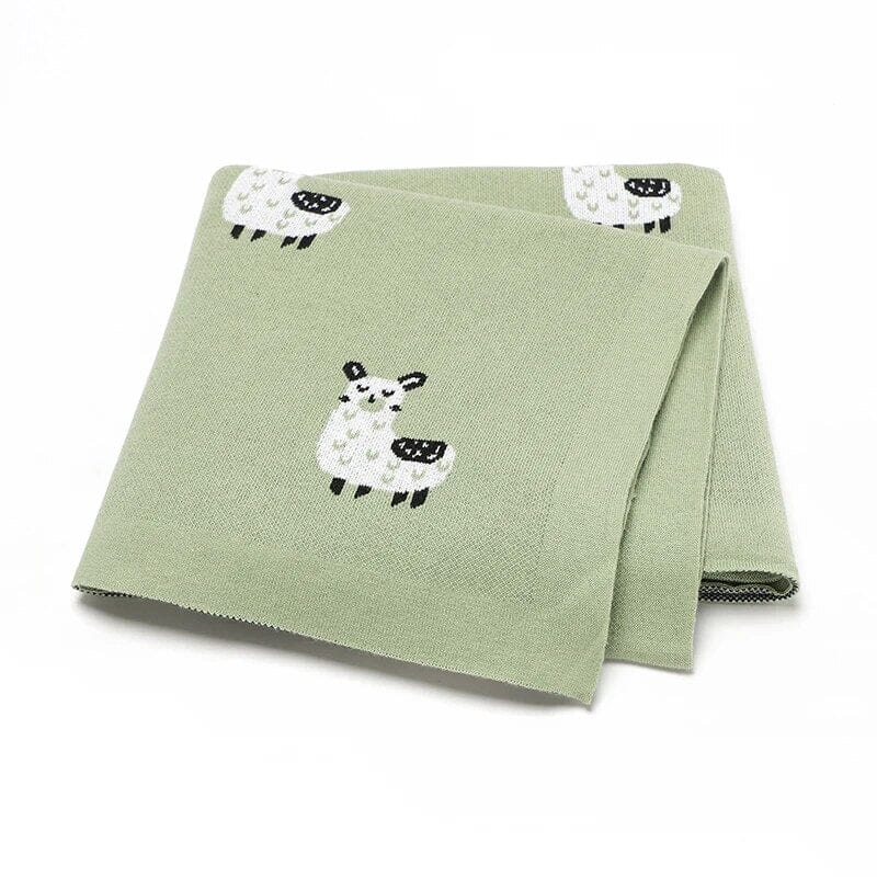 Soft Knit Llama Blanket Swaddling & Receiving Blankets Storkke Green 
