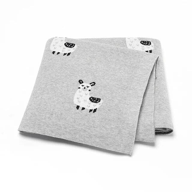 Soft Knit Llama Blanket Swaddling &amp; Receiving Blankets Storkke Grey 