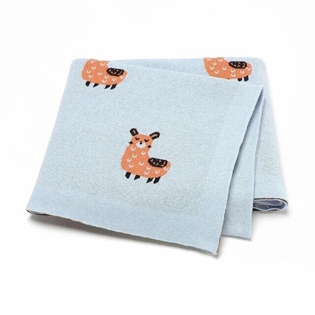 Soft Knit Llama Blanket Swaddling & Receiving Blankets Storkke Light Blue 