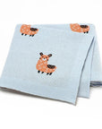 Soft Knit Llama Blanket Swaddling & Receiving Blankets Storkke Light Blue 