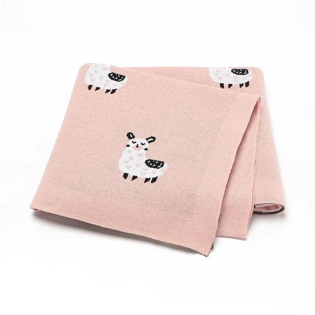 Soft Knit Llama Blanket Swaddling &amp; Receiving Blankets Storkke Light Pink 