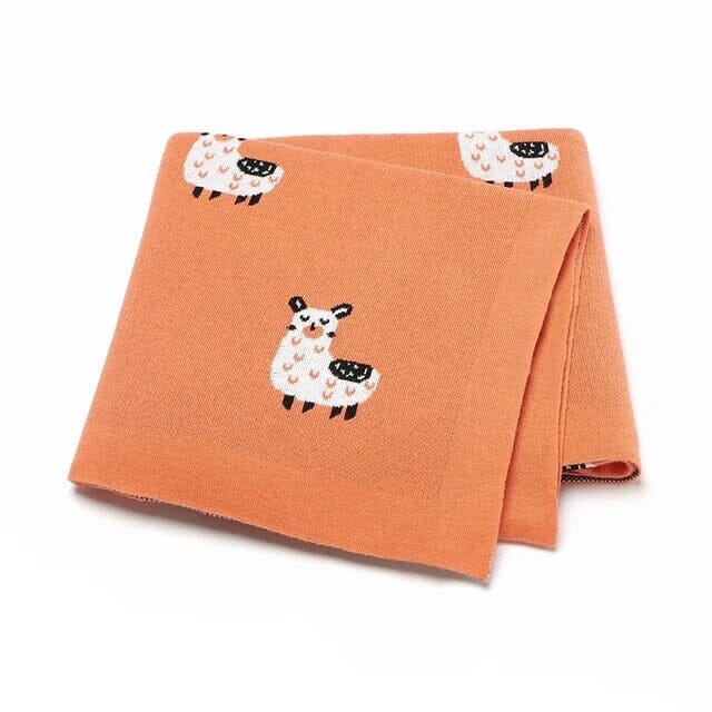 Soft Knit Llama Blanket Swaddling & Receiving Blankets Storkke Orange 
