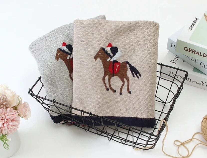 Soft Knit Polo Horse Blanket Swaddling &amp; Receiving Blankets Storkke 