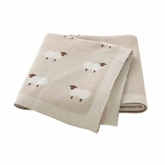 Soft Knit Sheep Blanket Swaddling & Receiving Blankets Storkke Caramel 