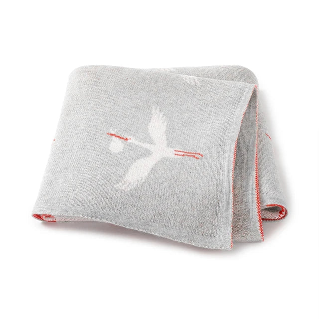 Soft Knit Stork Blanket Swaddling &amp; Receiving Blankets Storkke Grey 