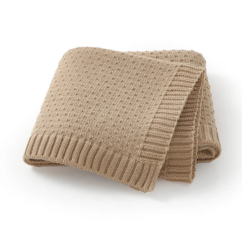 Super Soft Knitted Baby Blanket - Ideal for Swaddling and Stroller Cover Swaddling &amp; Receiving Blankets Baby Stork Caramel 
