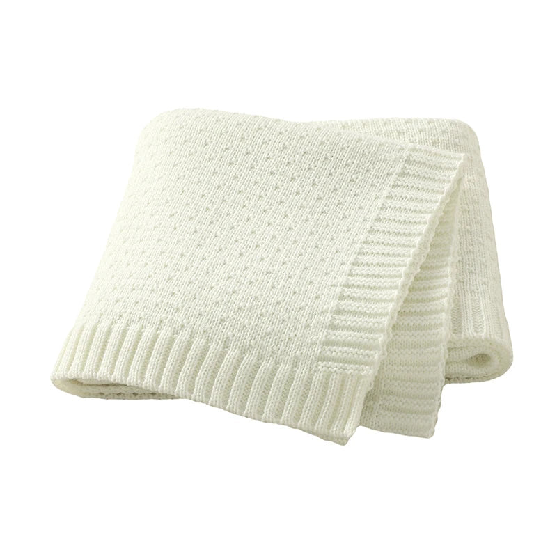 Super Soft Knitted Baby Blanket - Ideal for Swaddling and Stroller Cover Swaddling &amp; Receiving Blankets Baby Stork Cream 