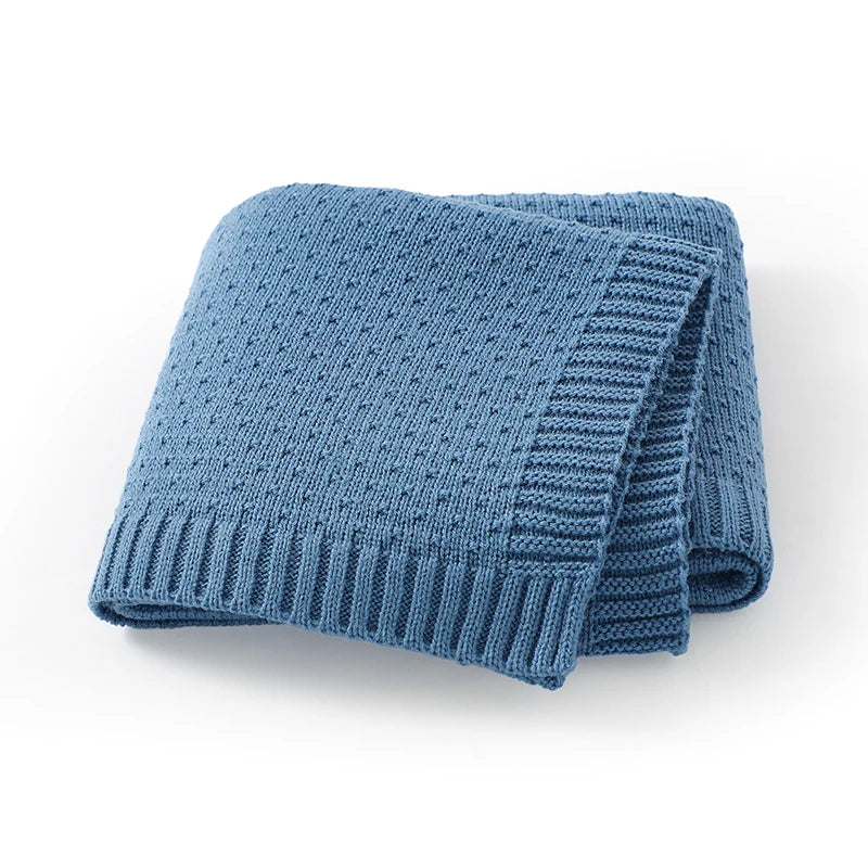 Super Soft Knitted Baby Blanket - Ideal for Swaddling and Stroller Cover Swaddling & Receiving Blankets Baby Stork Sea Blue 