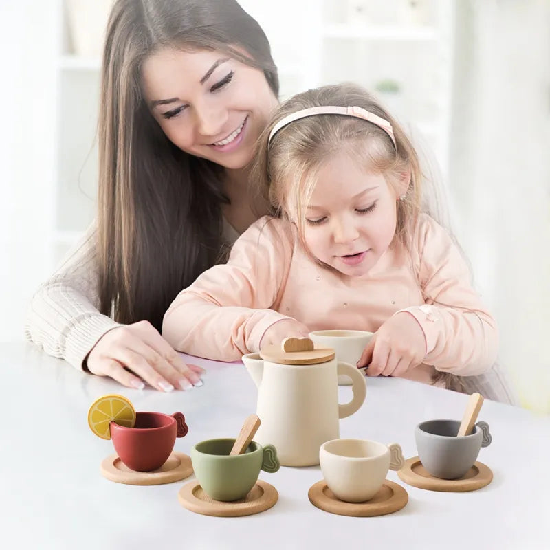 Toddler Tea Party Set Crafted from wood and silicone Baby Stork