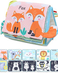 Tummy Time Foldable Mirror with Interactive Sensory Book Baby Stork Fox 