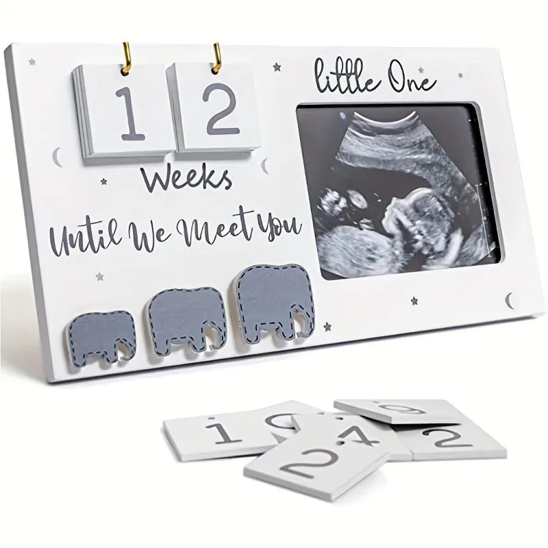 Ultrasound Countdown Photo Frame - Perfect Gift for Expecting Parents Baby Gift Sets Baby Stork White 