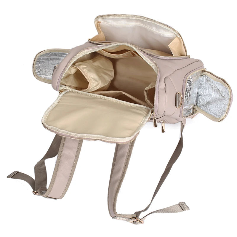 Vegan Leather Nappy Backpack - Compact and Stylish Baby Bag Diaper Wet Bags Baby Stork 