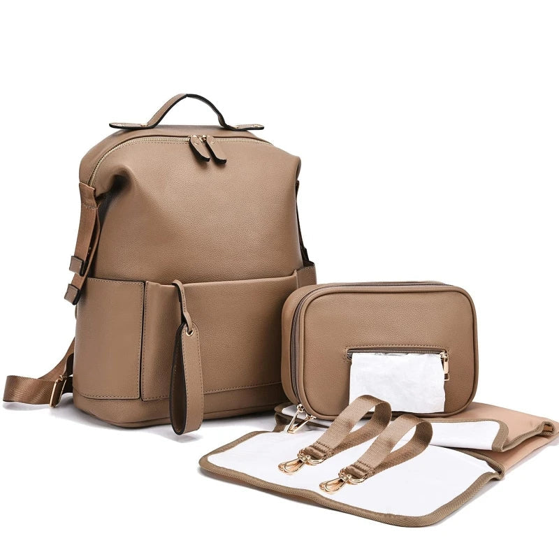 Vegan Leather Nappy Backpack: Style Meets Sustainability Diaper Wet Bags Baby Stork Camel 