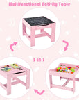 Versatile EKKIO Kids Table & Chairs Set with Chalkboard Top - Pink Baby & Kids > Kid's Furniture EKKIO 