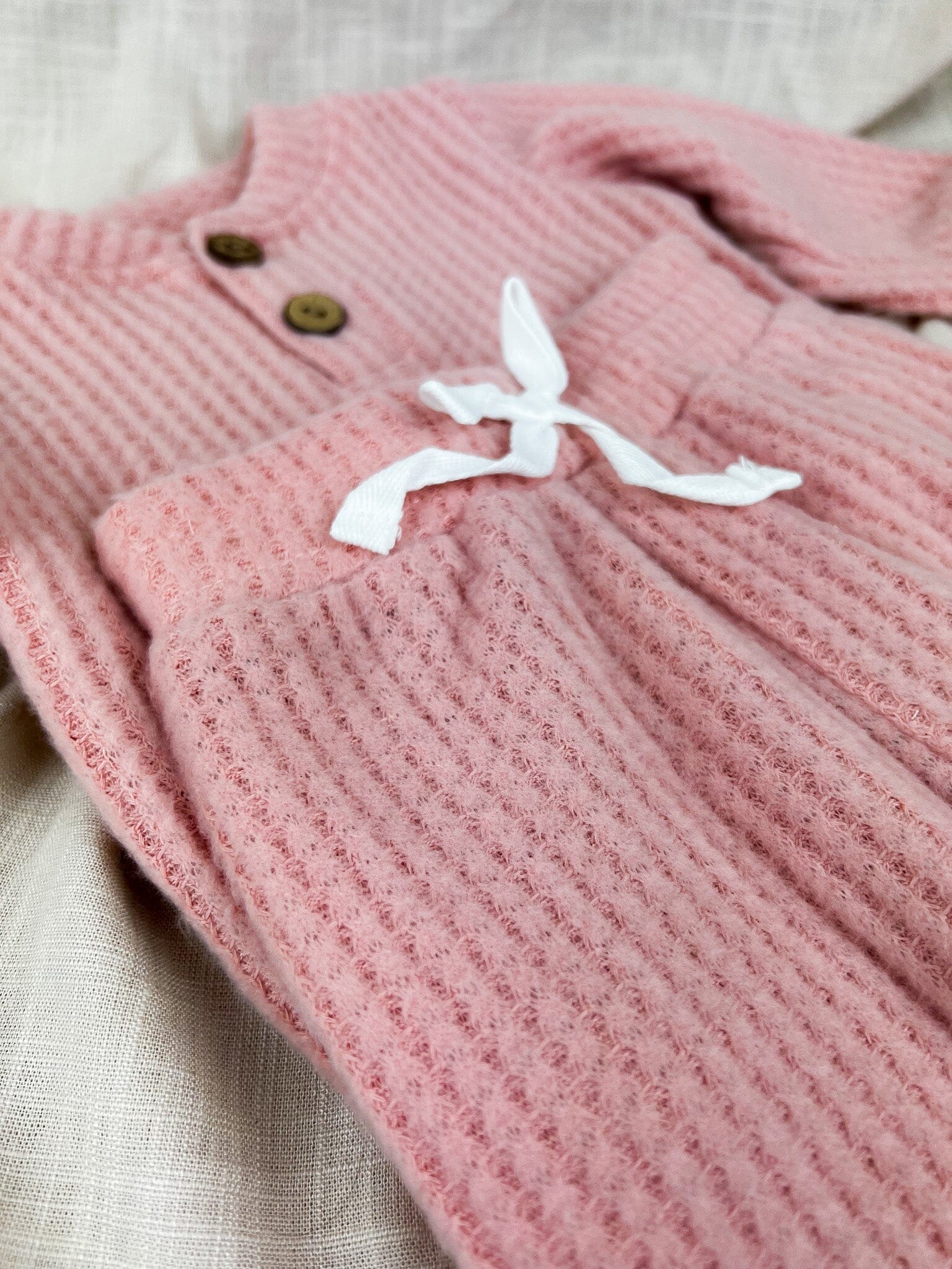 Waffle Long Sleeve Set Storkke Pink 0 - 3 Months 